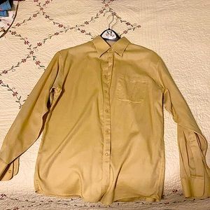 BACHRACH, Medium, Tan Long Sleeve Button Down Shirt.